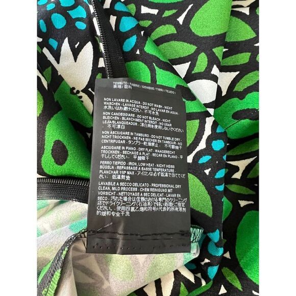 BALENCIAGA Green Hight Waist Floral Print Pleated Knee Length Skirt Size… - Picture 10 of 11